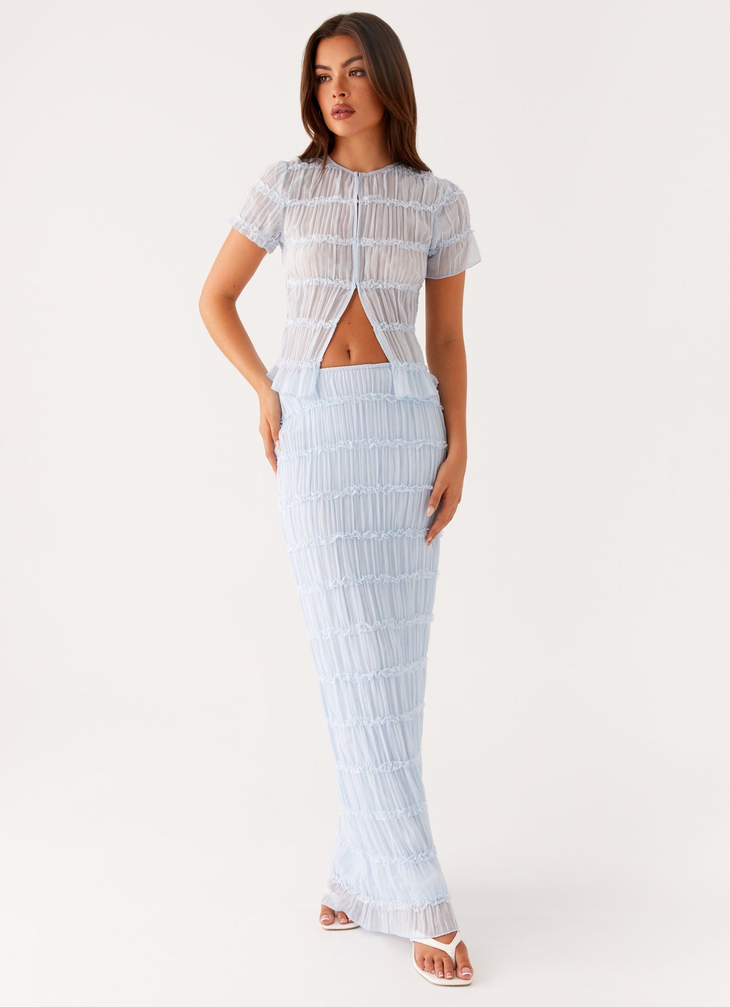 Daydreaming Low Rise Maxi Skirt - Blue