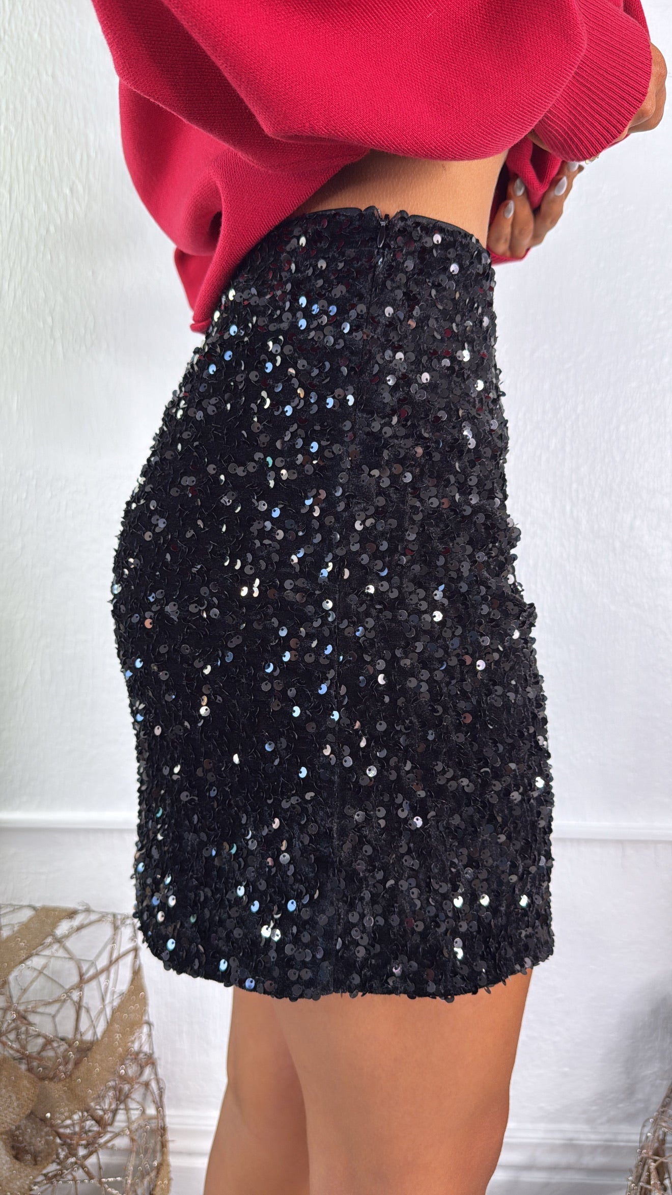 Dress To Impress Sequin Mini Skirt, Black