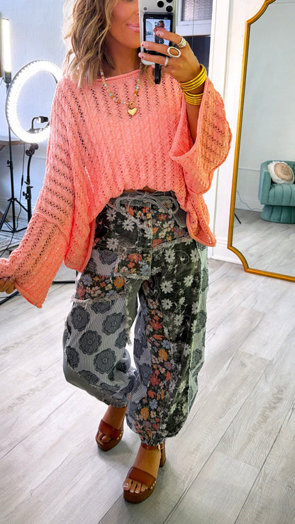 Luminous Sky Knit Sweater, Coral Orange