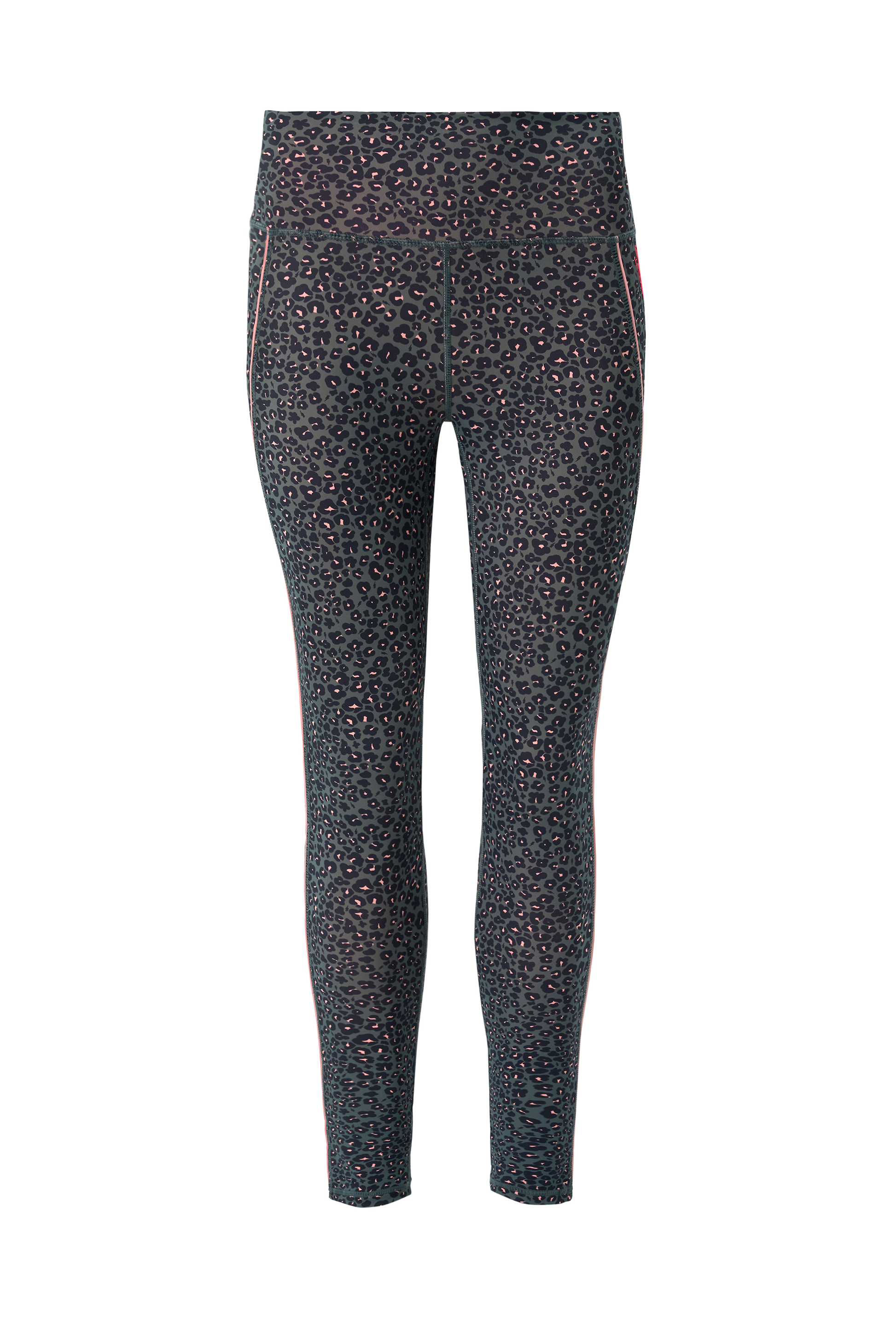 Khaki Micro Floral Leopard 7/8 Length Lightweight Leggings