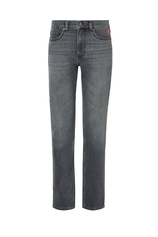 Washed Black Studded Boyfriend Jeans