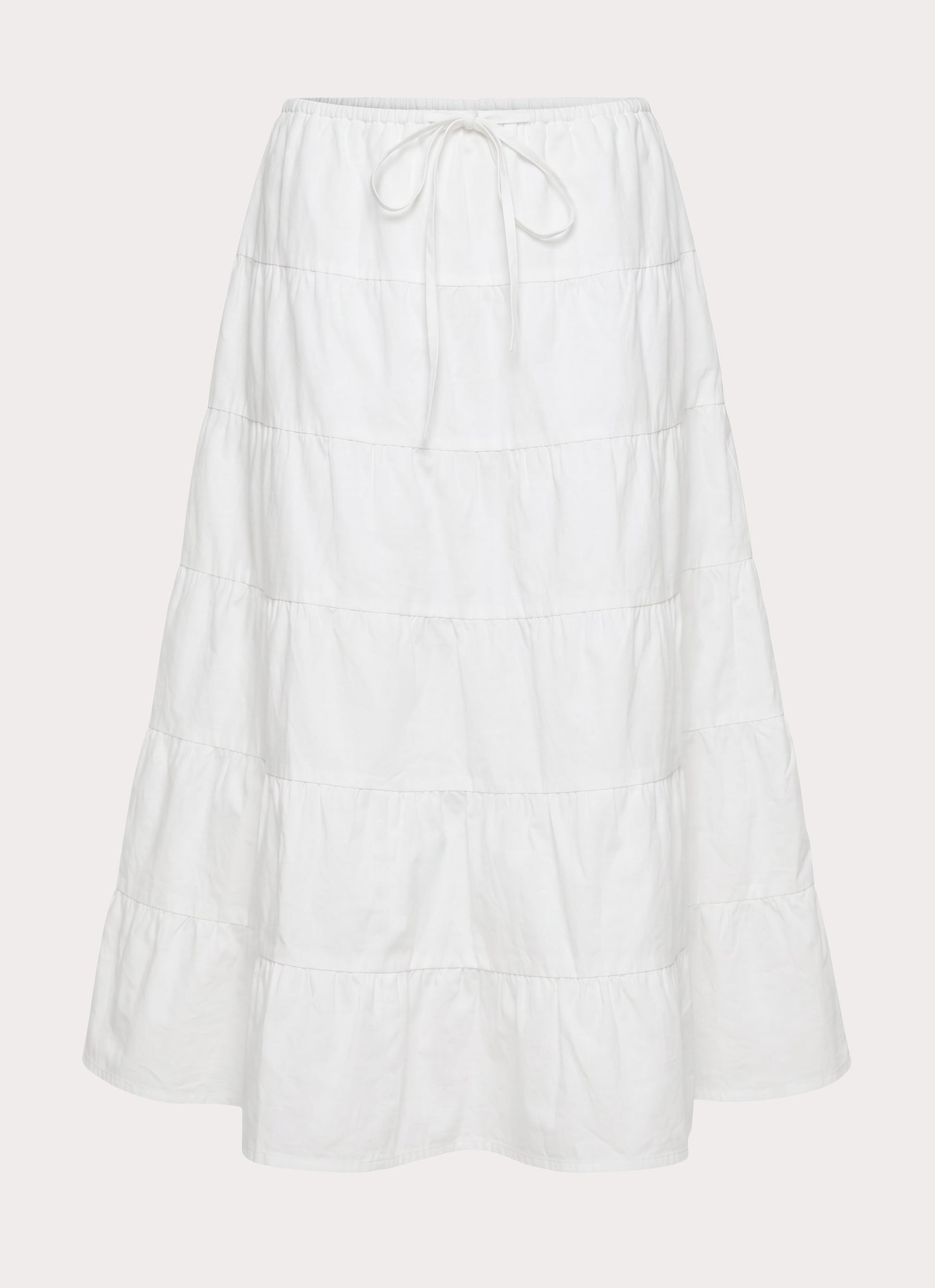 Aphira Tiered Midi Skirt - White