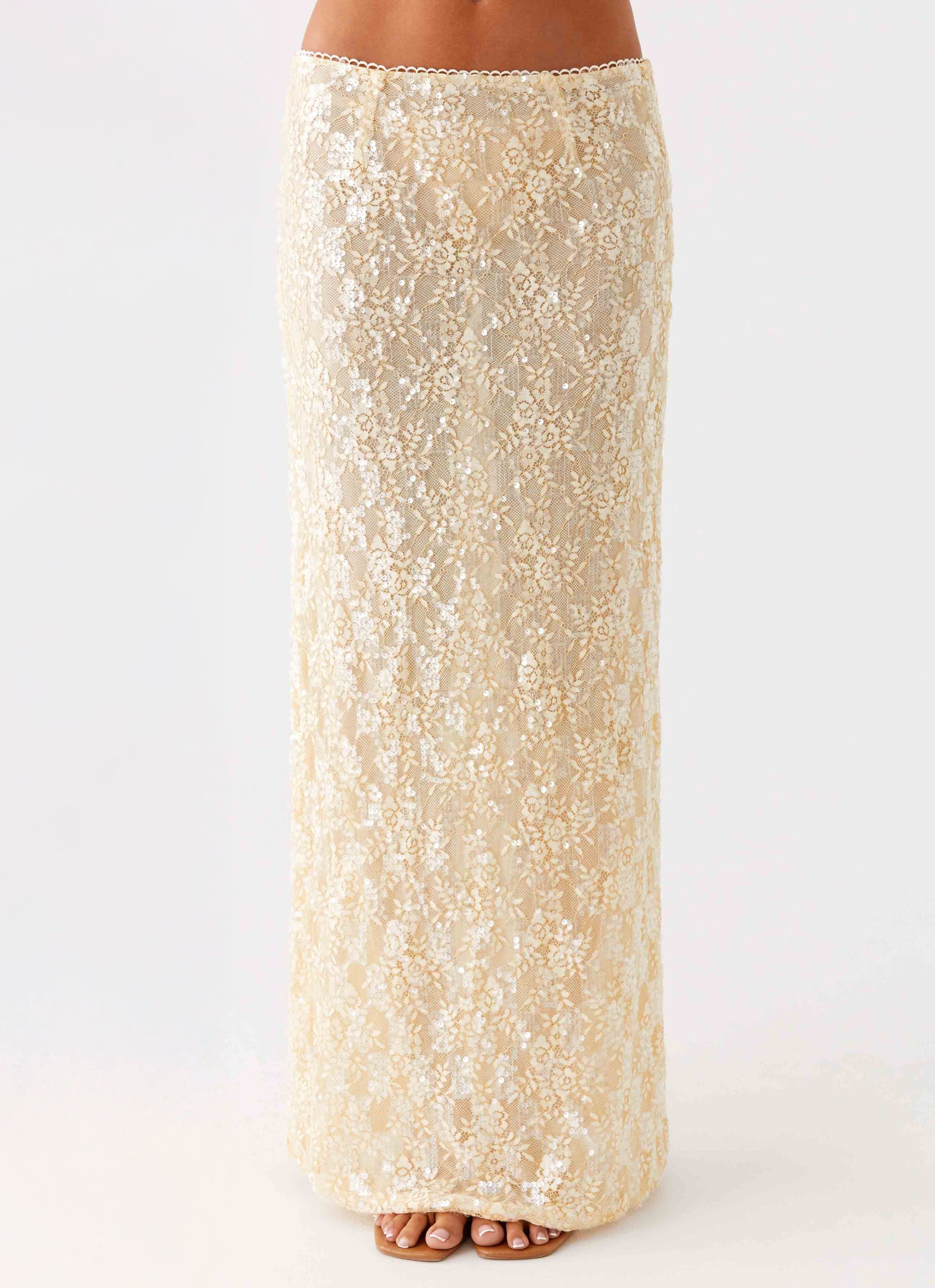 Bling It On Maxi Skirt - Ivory