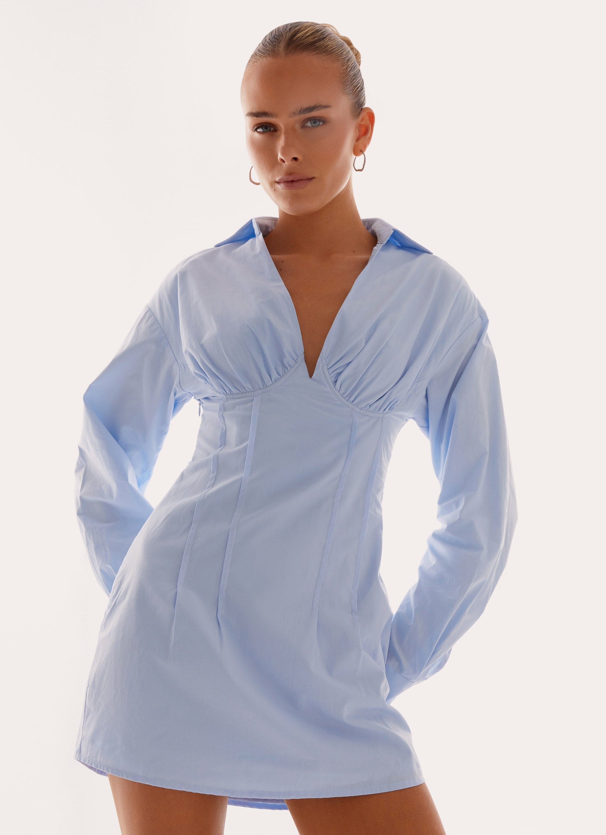 Clancy Mini Shirt Dress - Blue
