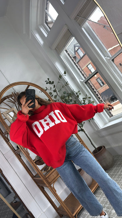 OHIO Mock Neck Crew, Red