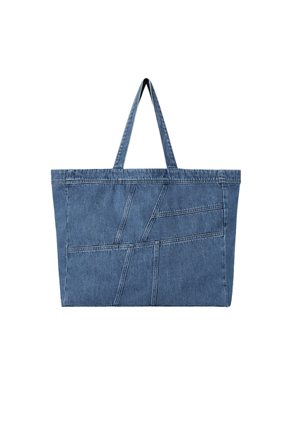 Authentic Indigo Patchwork Bolt Denim Tote Bag