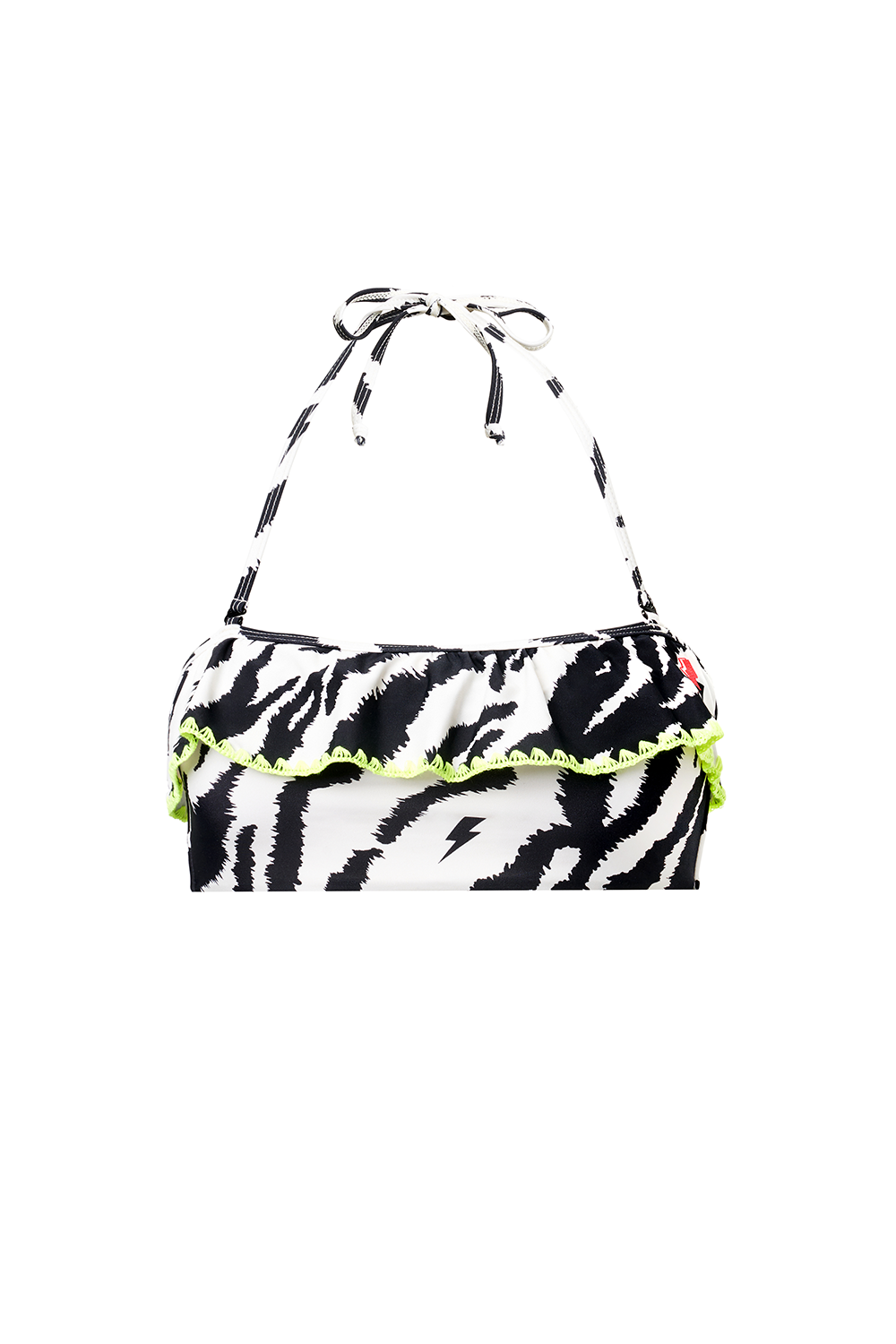 Ivory with Black Shadow Tiger Bandeau Bikini Top