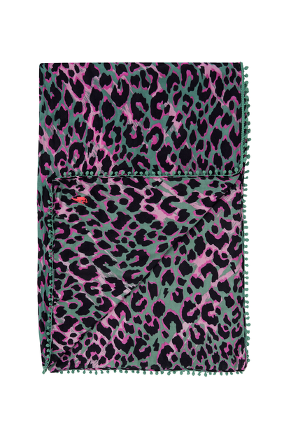 Khaki with Pink and Black Shadow Leopard Charity Super Scarf